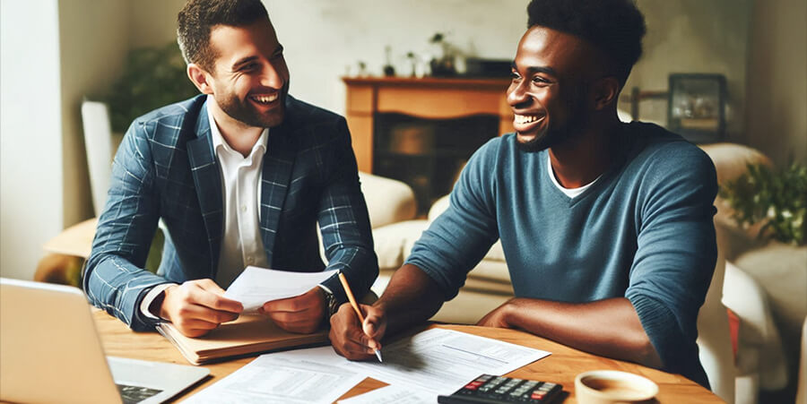 AI generated image of an accountant helping someone with their accounts.