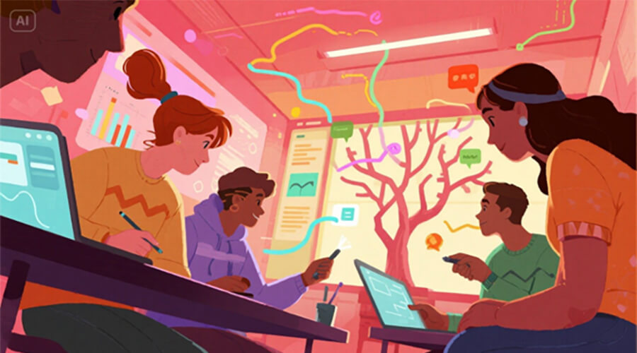 AI generated image of group developing a creative idea.