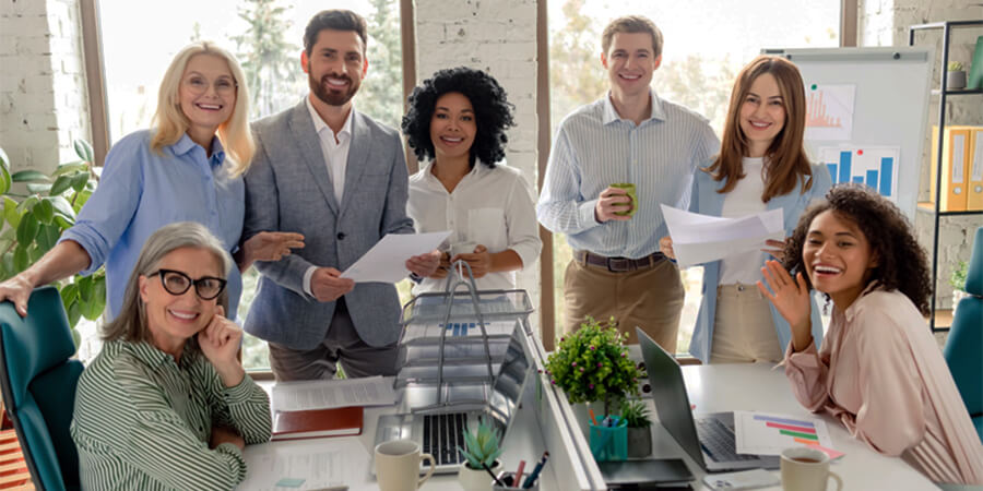 A group of happy office workers.