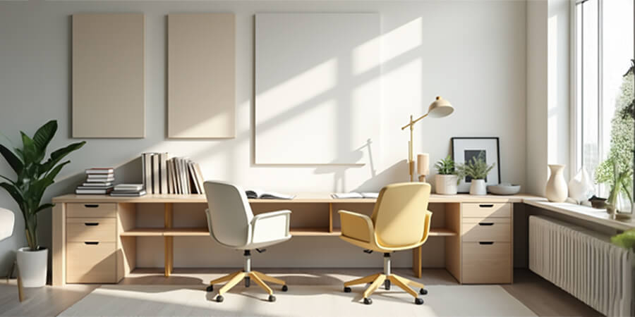 A modern and tidy looking work area ideal for study.