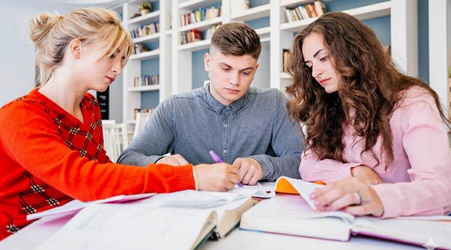 A group of students studying.