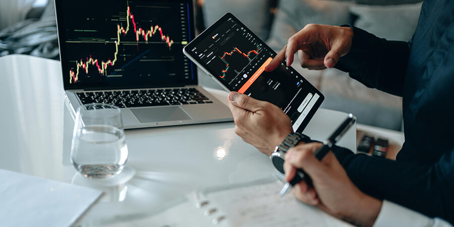 Using an app to track funds.