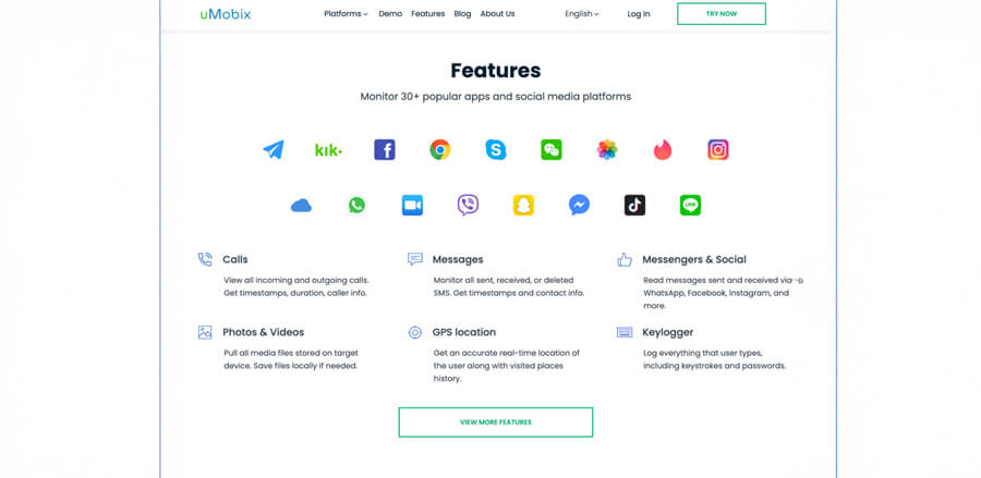 Feature of Umobix phone tracker.