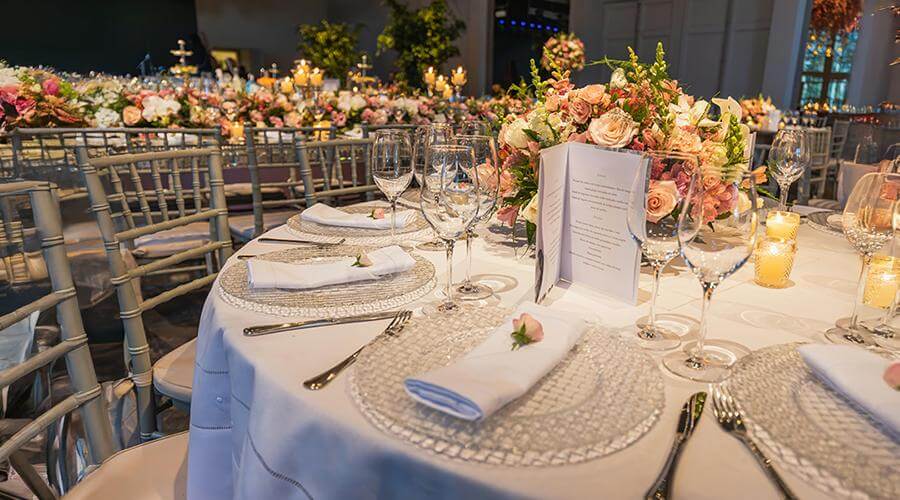 A table made up for a wedding.