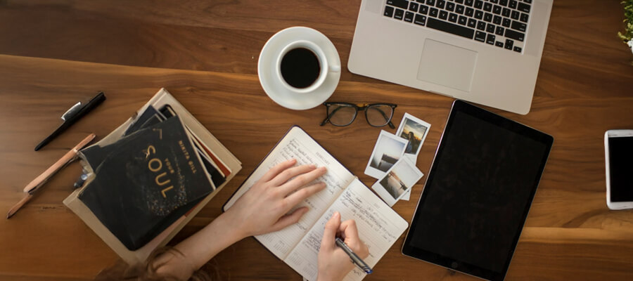 Writing in a reflective journal.