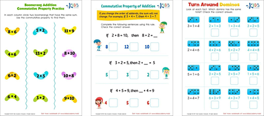 Addition worksheets.