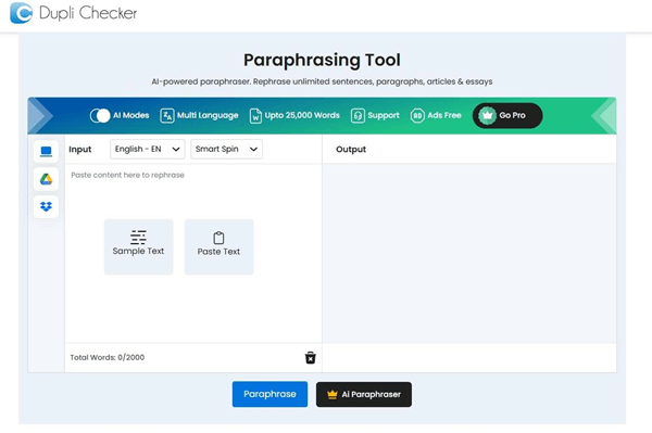 DupliChecker’s Paraphrasing Tool.