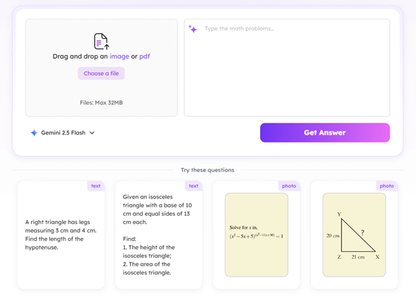 Screen shot of 'Get Answer'.